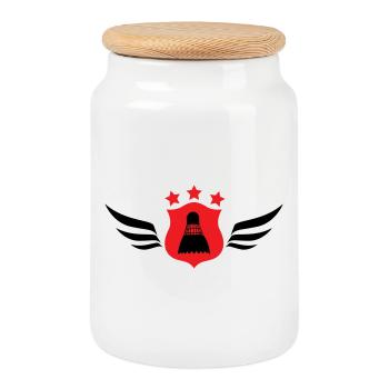Badminton - Sport - Racket - Cookie Jar with Wooden Lid - white - Front