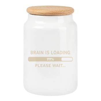 Brain Loading – Please Wait - Cookie Jar with Wooden Lid - white - Front