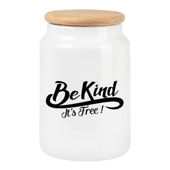 Sei freundlich, es ist kostenlos – Vintage Positive Black - Keksdose mit Holzdeckel - Weiß - Vorne
