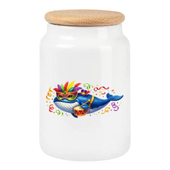 Karnewal Karneval Fasching Geschenk - Keksdose mit Holzdeckel - Weiß - Vorne