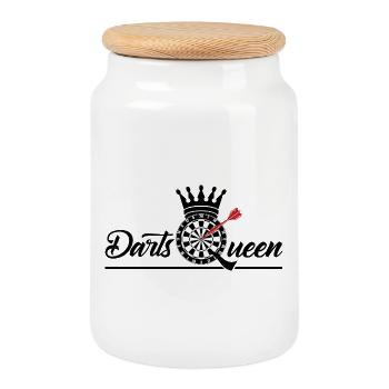Darts Queen - Cookie Jar with Wooden Lid - white - Front