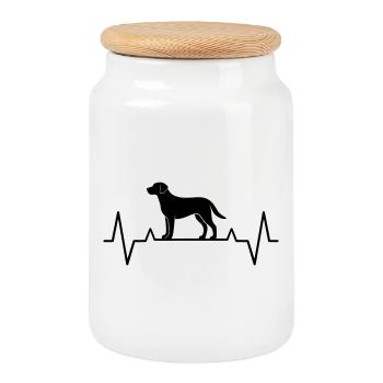 Geschenkidee Hundemama Labrador Herzschlag EKG - Keksdose mit Holzdeckel - Weiß - Vorne