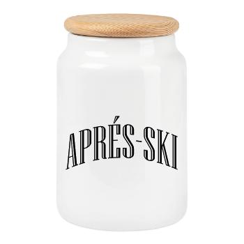 Après-ski lettering - Cookie Jar with Wooden Lid - white - Front