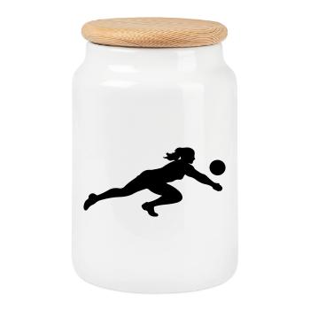 Volleyball Silhouette - Keksdose mit Holzdeckel - Weiß - Vorne