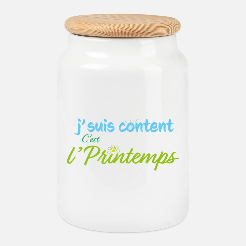 It's spring - Cookie Jar with Wooden Lid - white