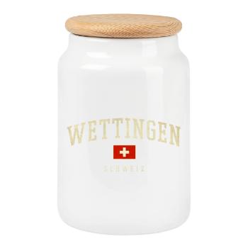 Bannière de Wettingen Suisse - Boîte à biscuits avec couvercle en bois - blanc - Devant