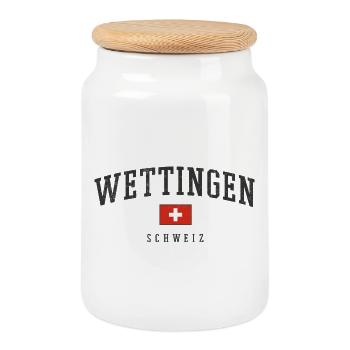Wettingen – identité suisse originaire d’Argovie - Boîte à biscuits avec couvercle en bois - blanc - Devant