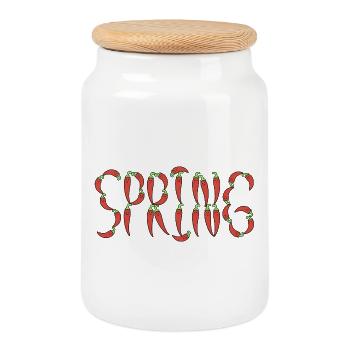 Source du piment - Boîte à biscuits avec couvercle en bois - blanc - Devant