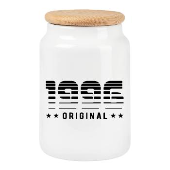 1996 Original Retrodesign | Birthday - Cookie Jar with Wooden Lid - white - Front
