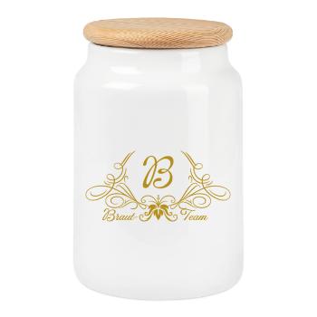 Bridal Team Ornament Gold - Cookie Jar with Wooden Lid - white - Front