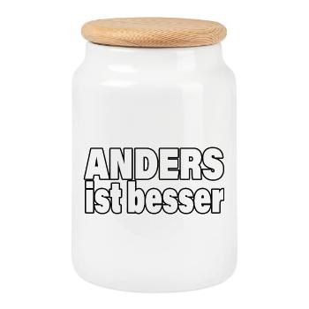 ANDERS IST BESSER - Keksdose mit Holzdeckel - Weiß - Vorne