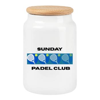 Club de Padel du dimanche - Boîte à biscuits avec couvercle en bois - blanc - Devant