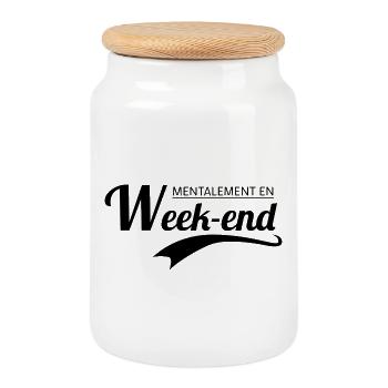 Weekend Humor T-Shirt – Mentally Off - Cookie Jar with Wooden Lid - white - Front