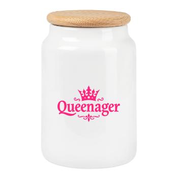 Queenager Krone für stolze junggebliebene Frauen - Boîte à biscuits avec couvercle en bois - blanc - Devant