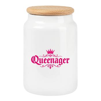 Queenager Krone für stolze junggebliebene Frauen - Boîte à biscuits avec couvercle en bois - blanc - Devant