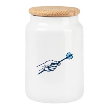 Fléchettes Joueur de fléchettes Tenue professionnelle de sport - Boîte à biscuits avec couvercle en bois - blanc - Devant