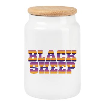 black sheep - Cookie Jar with Wooden Lid - white - Front