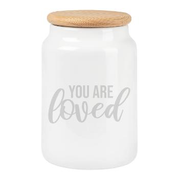 You Are Loved No Matter How You Feel Compassion - Cookie Jar with Wooden Lid - white - Front