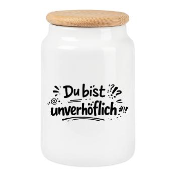Unverhöflich - Keksdose mit Holzdeckel - Weiß - Vorne