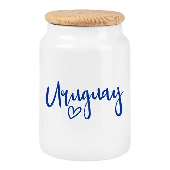 Uruguay Heart Women's Love Uruguay - Cookie Jar with Wooden Lid - white - Front