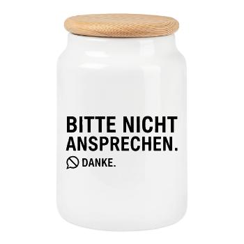 Please do not speak to them. Thank you. | Introvert - Cookie Jar with Wooden Lid - white - Front