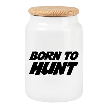 Né pour la chasse - Boîte à biscuits avec couvercle en bois - blanc - Devant