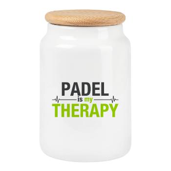 Padel is my therapy Herzschlag Sport Statement - Keksdose mit Holzdeckel - Weiß - Vorne