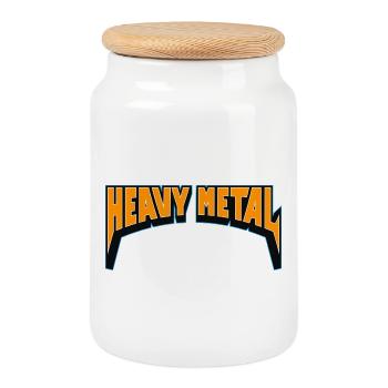 Logo texte Heavy Metal Hell yes - Boîte à biscuits avec couvercle en bois - blanc - Devant