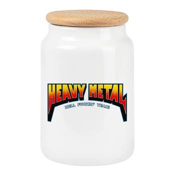 Heavy Metal Hell Yeah Text Logo - Cookie Jar with Wooden Lid - white - Front