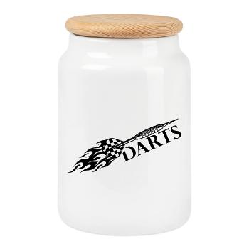 Dart Darts Flame - Cookie Jar with Wooden Lid - white - Front