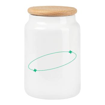 Anneau elliptique en étoile - Boîte à biscuits avec couvercle en bois - blanc - Devant