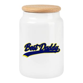 Best Daddy Retro Sport Typography - Cookie Jar with Wooden Lid - white - Front