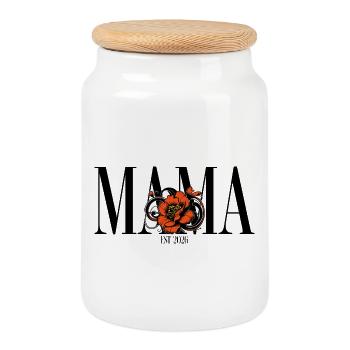 Mama – Vintage Blumen Design Geschenkidee - Keksdose mit Holzdeckel - Weiß - Vorne