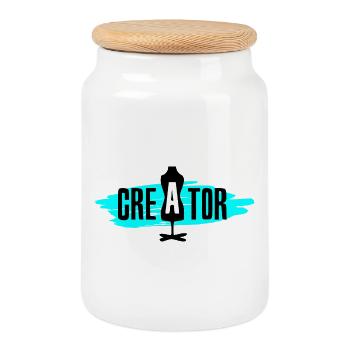 Creator - Blau - Keksdose mit Holzdeckel - Weiß - Vorne