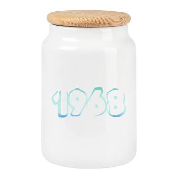 1968 - Boîte à biscuits avec couvercle en bois - blanc - Devant