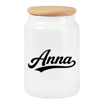 Anna name first last family gifts - Cookie Jar with Wooden Lid - white - Front