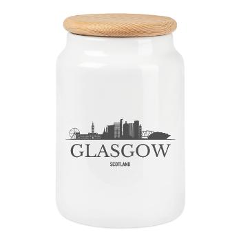 Glasgow, Écosse, silhouette de Glasgow - Boîte à biscuits avec couvercle en bois - blanc - Devant