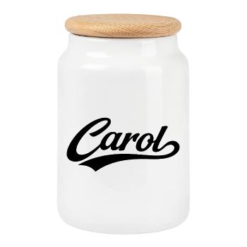 Carol name first last family gifts  - Cookie Jar with Wooden Lid - white - Front