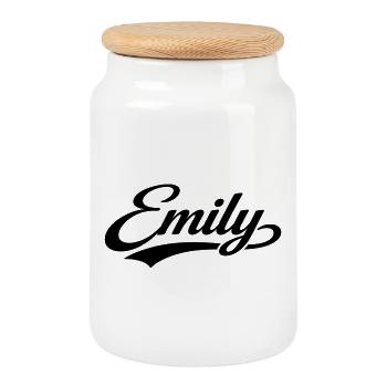 Emily Name zuerst letzte Familiengeschenke - Keksdose mit Holzdeckel - Weiß - Vorne