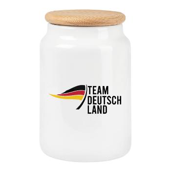 team deutschland - Keksdose mit Holzdeckel - Weiß - Vorne