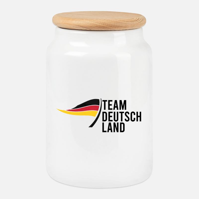 Team Germany - Cookie Jar with Wooden Lid - white
