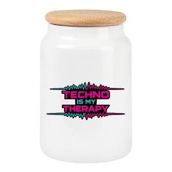 Techno Therapy Neon Pulse - Cookie Jar with Wooden Lid - white - Front