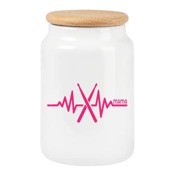 Drums Mom Percussionist - Cookie Jar with Wooden Lid - white - Front