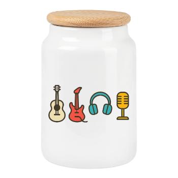Music Notes Rhythm Beat Design Gift - Cookie Jar with Wooden Lid - white - Front