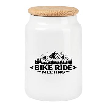 Bike Ride Meeting Berglandschaft - Keksdose mit Holzdeckel - Weiß - Vorne