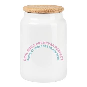 Perfect Girls Are Never Real! - Cookie Jar with Wooden Lid - white - Front