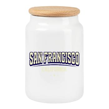 San Francisco Design for USA Fans - Cookie Jar with Wooden Lid - white - Front