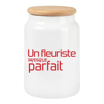 Fleuriste presque parfait design rouge - Boîte à biscuits avec couvercle en bois - blanc - Devant