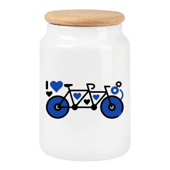 Partenaires Tandem Bicycle Hearts - Boîte à biscuits avec couvercle en bois - blanc - Devant