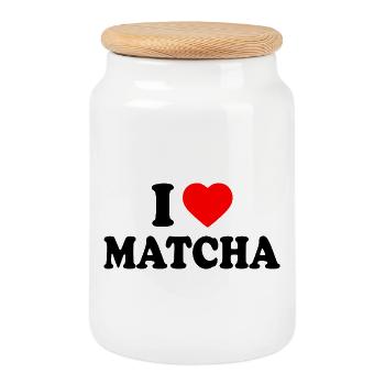 I Love Matcha - Cookie Jar with Wooden Lid - white - Front